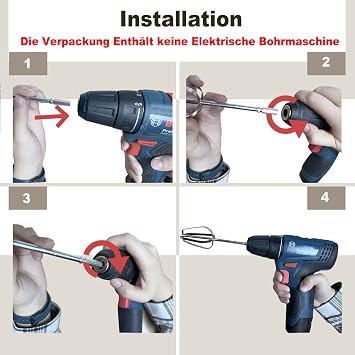 3Pcs Hand Mixer,Stainless Steel Kitchen Mixer Handheld Attachments Set 7.5inch for Electric Drill Dishwasher Safe(1 Beater, 1 Dough Hooks, 1 Balloon Whisks)