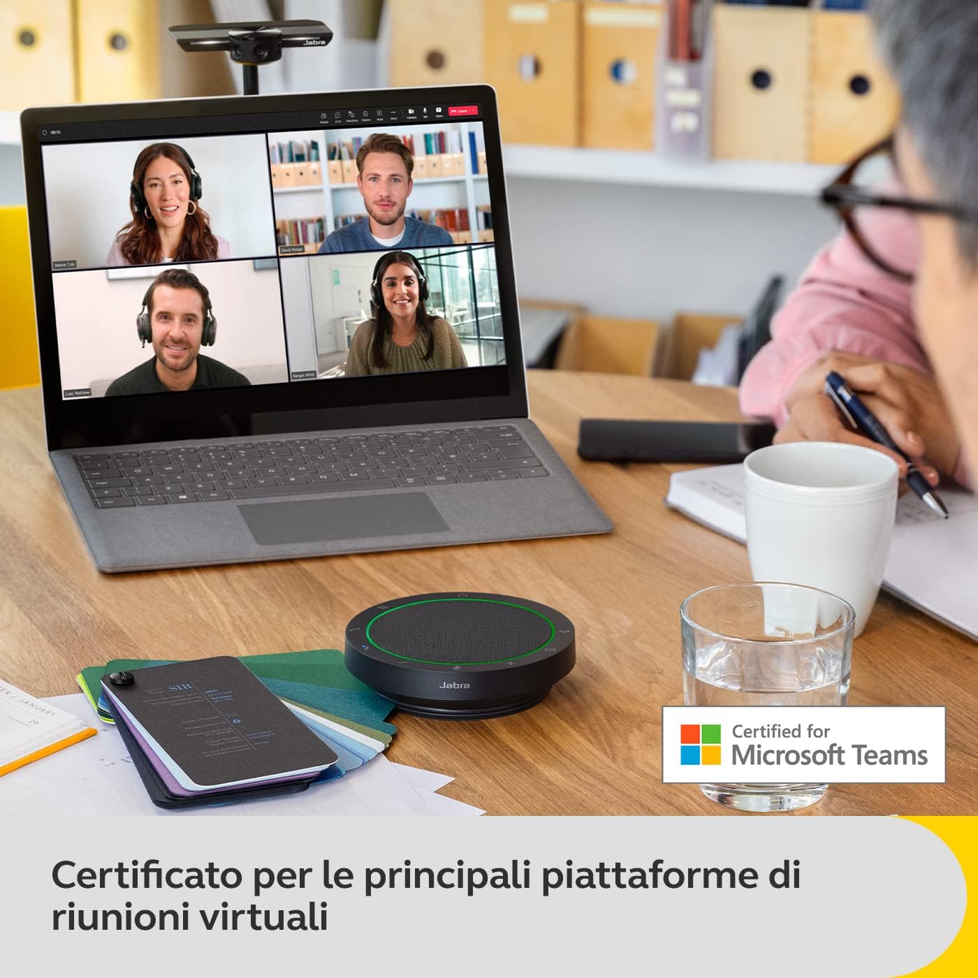Jabra Speak 2 55 Viva Voce Bluetooth Wireless, 4 microfoni, cancellazione del rumore, altoparlante full range da 50 mm, audio a banda larga, compatto e portatile Certificato MS Teams Grigio scuro