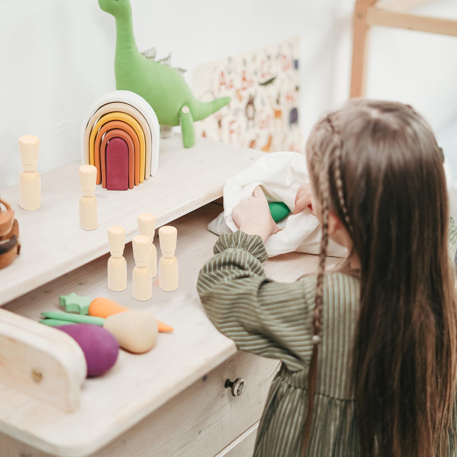 Muñecos de Madera para Pintar para Niños, 20 Piezas 26x85 Mm