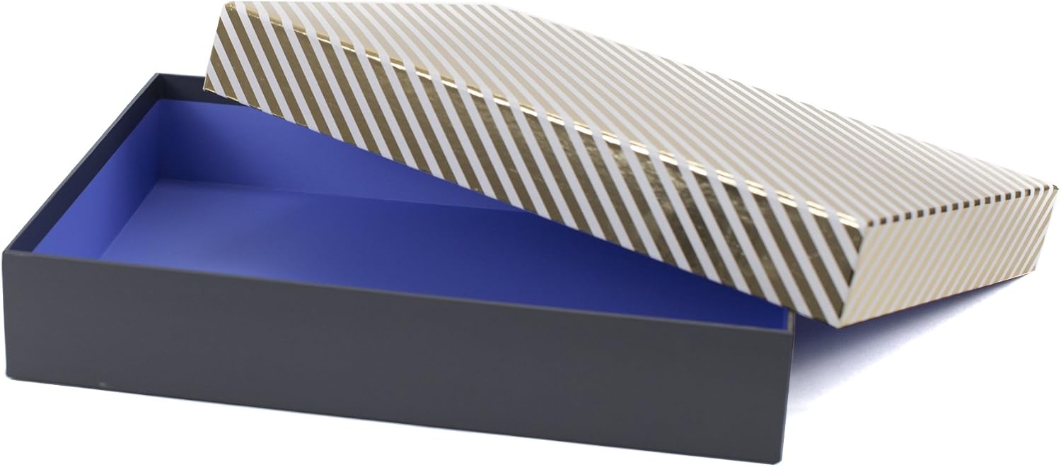 Hallmark Signature Large Gift Box (Gold Stripe) for Valentines Day, Weddings, Anniversaries, Birthdays, Bridesmaids Gifts and More