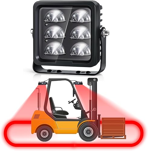 Luz de seguridad para carretilla elevadora con zona de advertencia de arco rojo, luz LED de advertencia de 30 W con soporte de montaje ajustable