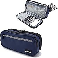 Vista 8 de Procase Estuche para lápices de doble compartimento, estuche compacto con múltiples bolsillos, duradero y repelente a la suciedad, niños o niñas