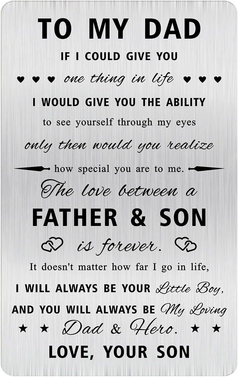 AlotozoAlotozo Gifts for Dad from Son - Father Son Card - Engraved Wallet Inserts to My Best Dad - Xmas Gift Ideas for Daddy