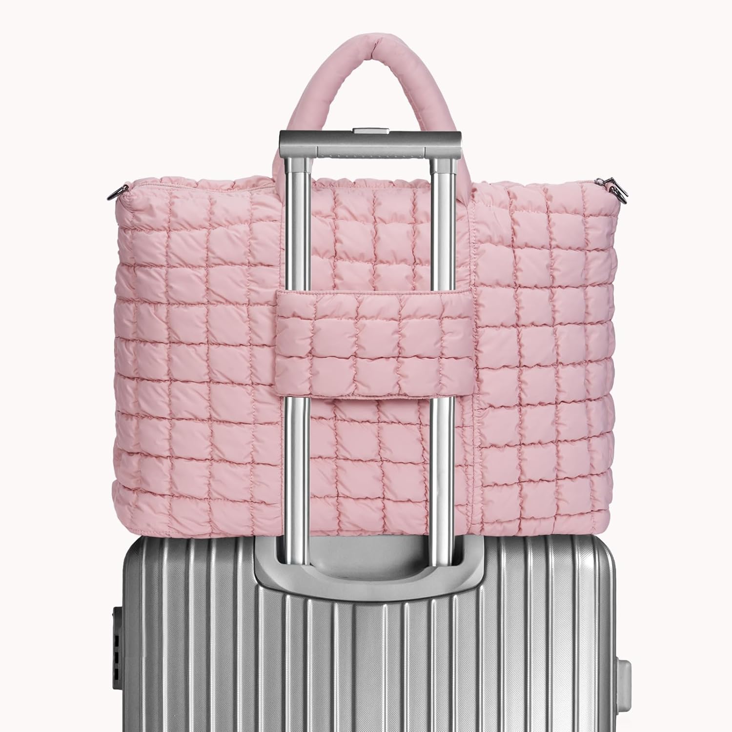 Quilted Duffle Bag for Travel, Large Puffer Duffel Weekender Bags Soft Gym Tote, Big Puffy Carry on Luggage Overnight - Image 6