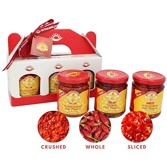 TuttoCalabria, Crushed Calabrian Chili Pepper (10 oz) & Variety 3 Pack, Crushed, Sliced, Calabrian Chili Pepper Gift Set (3 Pack X 6.5oz)