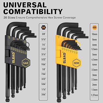 ELEAD Allen Wrench Hex Key Set & Allen-Wrench Hex Drill Bit Set