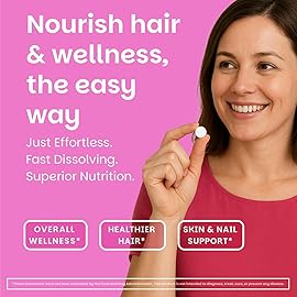 EZ Melts Women\'s Multi + Hair Growth - Daily Multivitamin for Women - Supports Healthy Energy Levels & Reduced Hair Shedding - Non-GMO & Vegan - Peach - 60 Dissolvable Tablets (30 Servings)