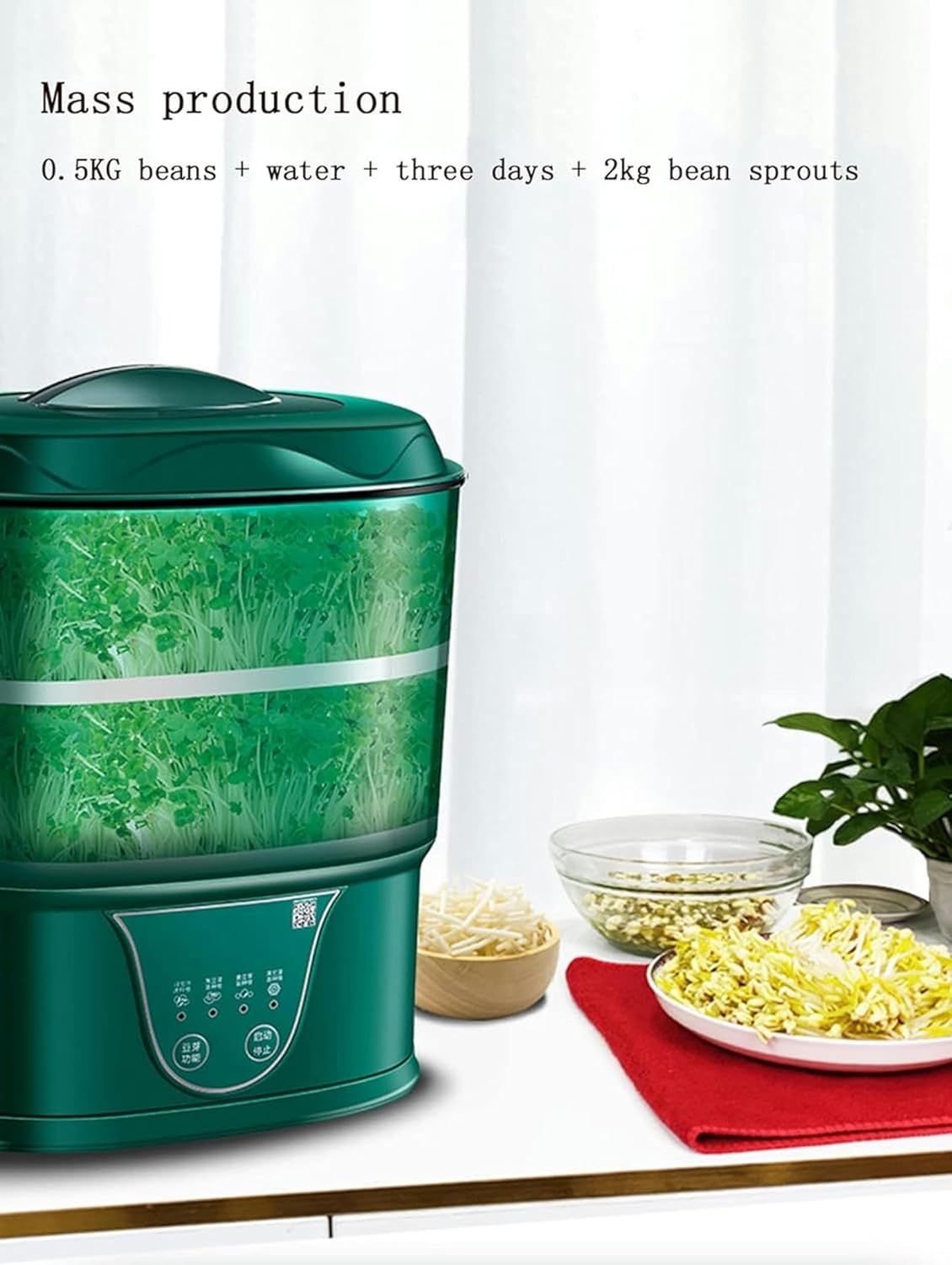 Bean Sprouts Machine, Household Automatic Small Bean Sprouts Cultivation Bucket Large Capacity Grain Seed Germination Kit-1/