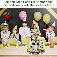 Vista 14 de Soporte de 3 niveles para cupcakes con temática de autos de carreras, decoración de fiesta de cumpleaños, soporte redondo de cartón para cupcakes