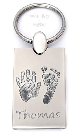 Porte Cles Personnalise Mains Pieds De Bebe Et Photo Miroir Amazon Fr Bagages