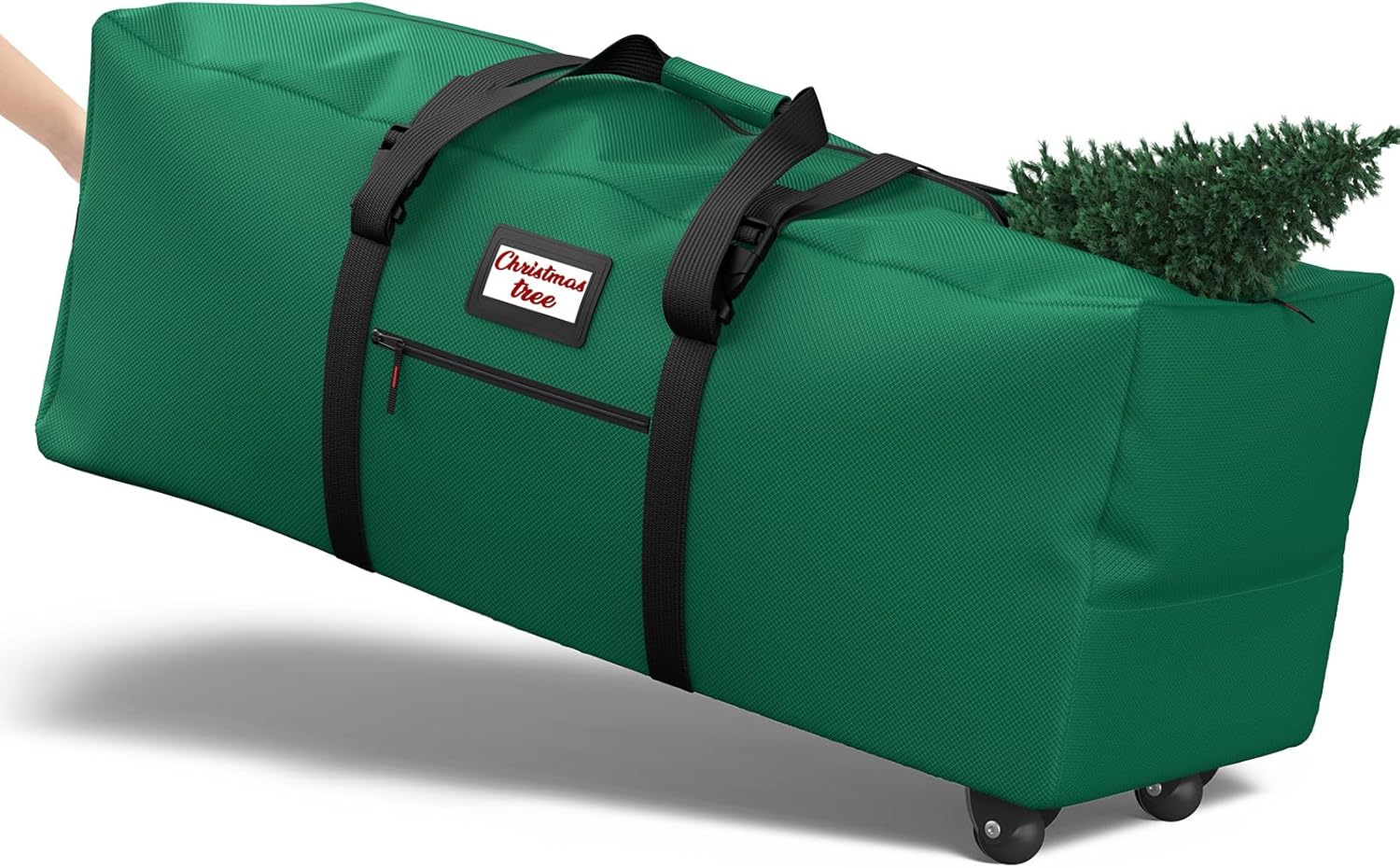 Kesfitt Christmas Tree Storage Bag, Rolling Xmas Tree Storage Box Fits Up to 9Ft Artificial Disassembled Christmas Tree, Extra Large Heavy Duty Tree Bags Storage with Wheels, Dual Zippers