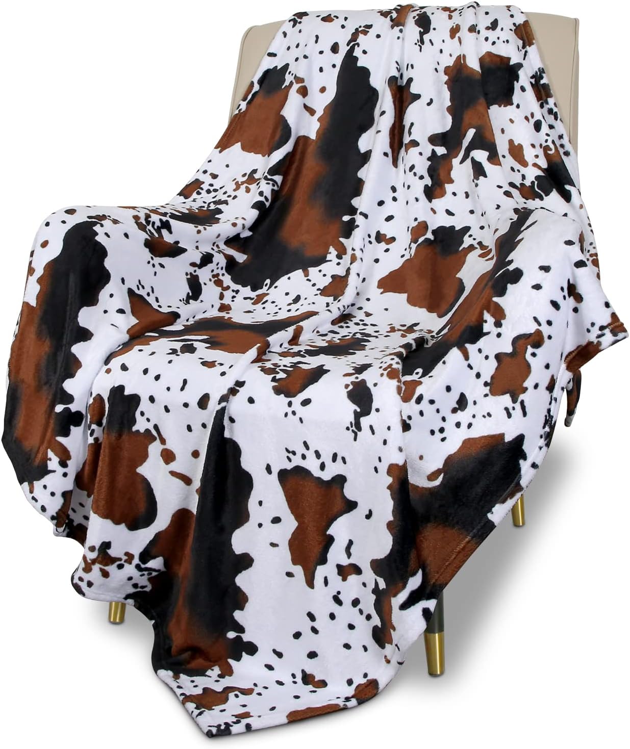 MACEVIA Flannel Fleece Throw Blanket for Couch Cow Print Blanket Fuzzy