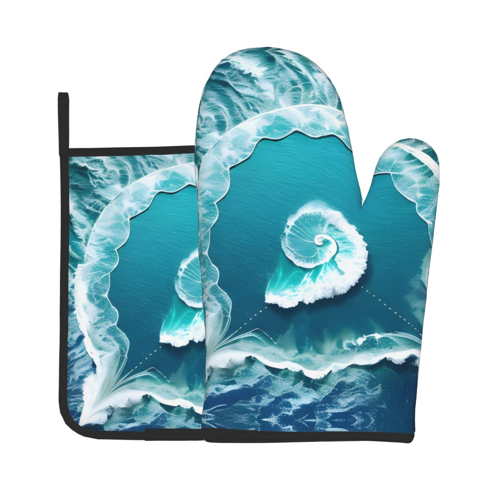 Oven Mitts and Potholders Set of 2 for Kitchen Baking Cooking GraySea of Love Thick and Durable
