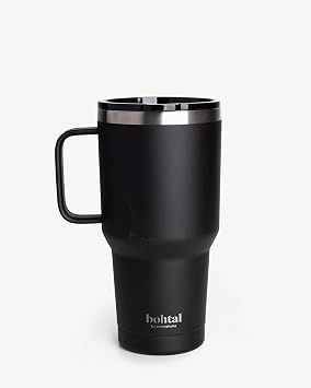 Smartshake Bohtal Nomad Tumbler, 900ml / 30 oz, Keeps Drinks Hot for 4 Hours & Cold for 8 Hours, Double-Wall Vacuum, Fits Cupholders, Portable Tumbler Black