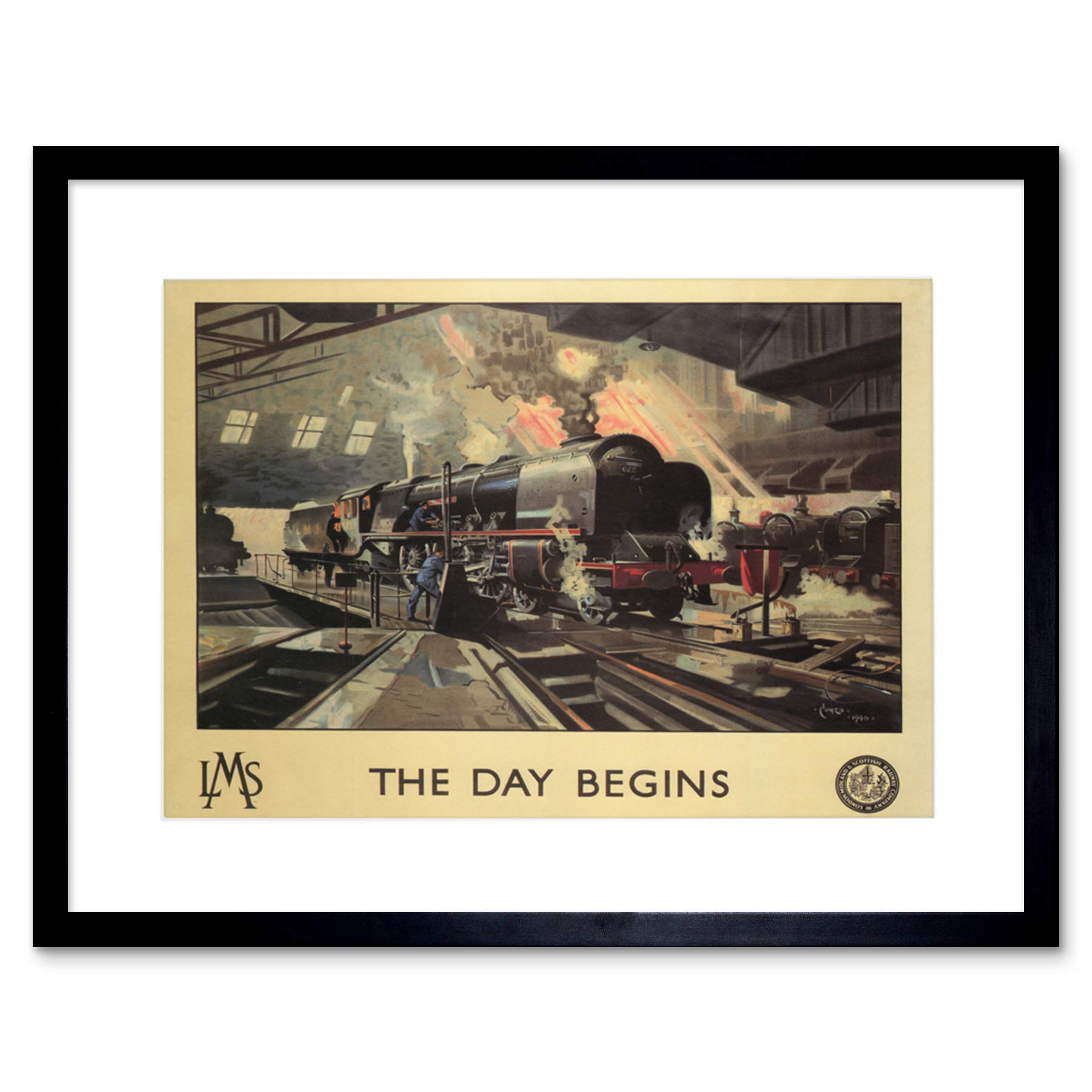 Wee Blue Coo TRAVEL TOURISM STEAM TRAIN LMS RAIL UK BLACK FRAMED ART PRINT PICTURE B12X4691