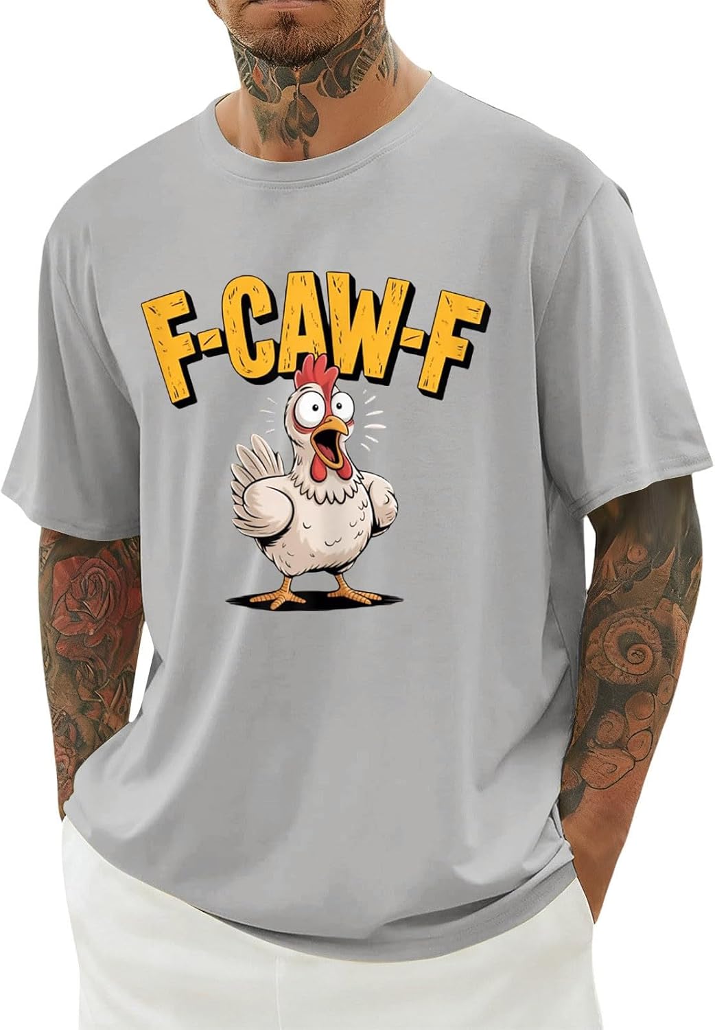 Lustiges Huhn T-Shirt Damen - F Caw F Shirt Mit 3/4 Ärmeln Für Tierliebhaber