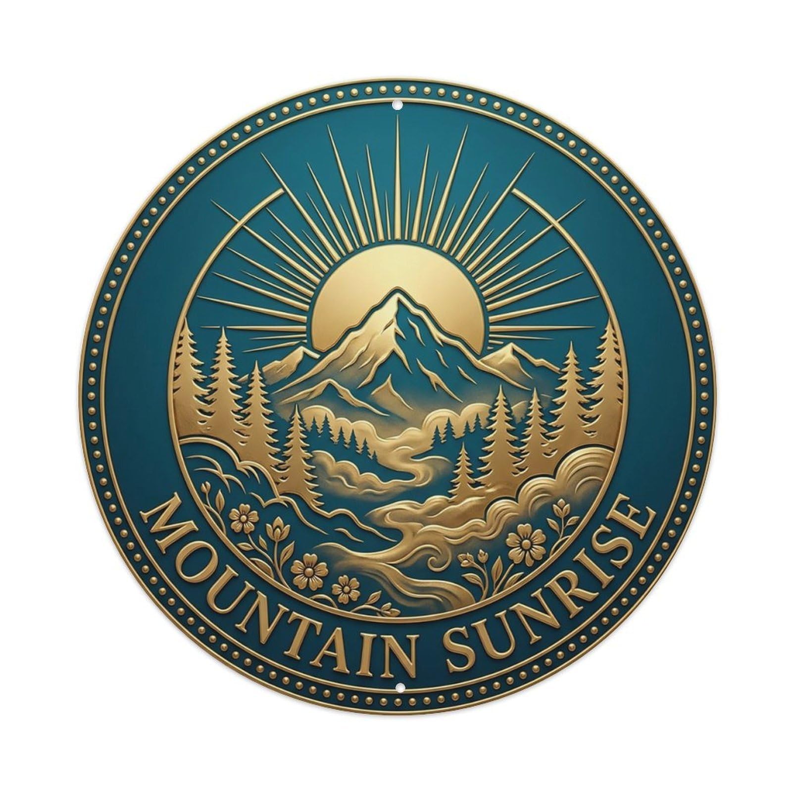 Vintage Mountain Sunrise Flower Zen Yoga Metal Tin Sign