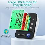 Blood Pressure Monitor for Home Use, Automatic Blood Pressure Machine with 3-Color Backlit Hypertension Display, 2x99 Memory with Upper Arm Large Cuff 22-42cm Black