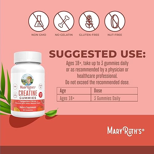 Miniatura 3 de Gomitas de creatina MaryRuth's  Gomitas de monohidrato de creatina  0.04 oz de creatina por gomita  Creatina para mujeres y hombres  Sabor cítrico