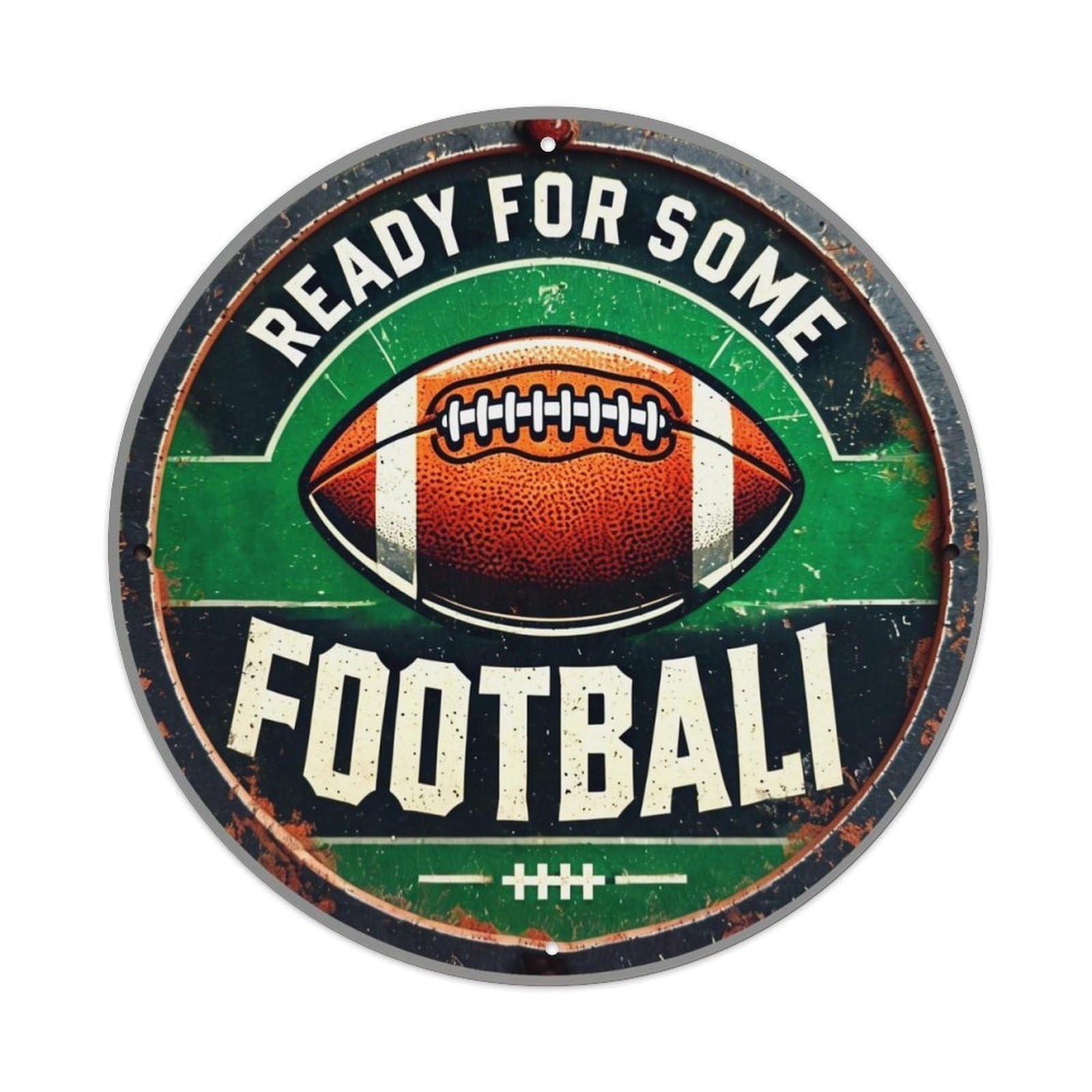 Ready For Some Football Sign Vintage Metal Tin Sign Retro Wall Decor for Home Bar Garage Cafe, Indoor & Outdoor Decorative，circle Metal Poster, 8x8 Inch