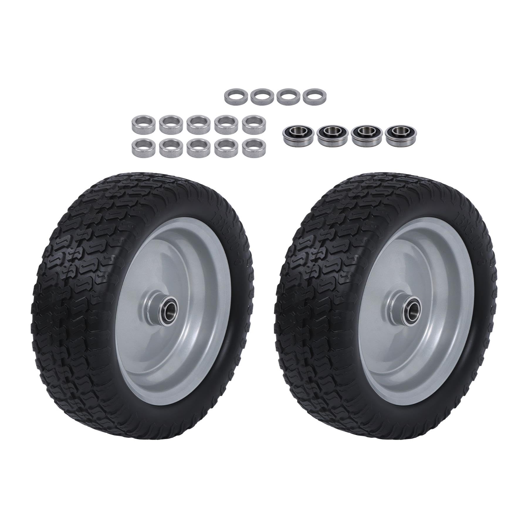 ALL-CARB Neumático y rueda sin aire de 13 x 5.00-6, neumático de repuesto de 13 x 5-6 pulgadas para cortacésped con borde, para cortacésped y jardín, patrón Z, paquete de 2