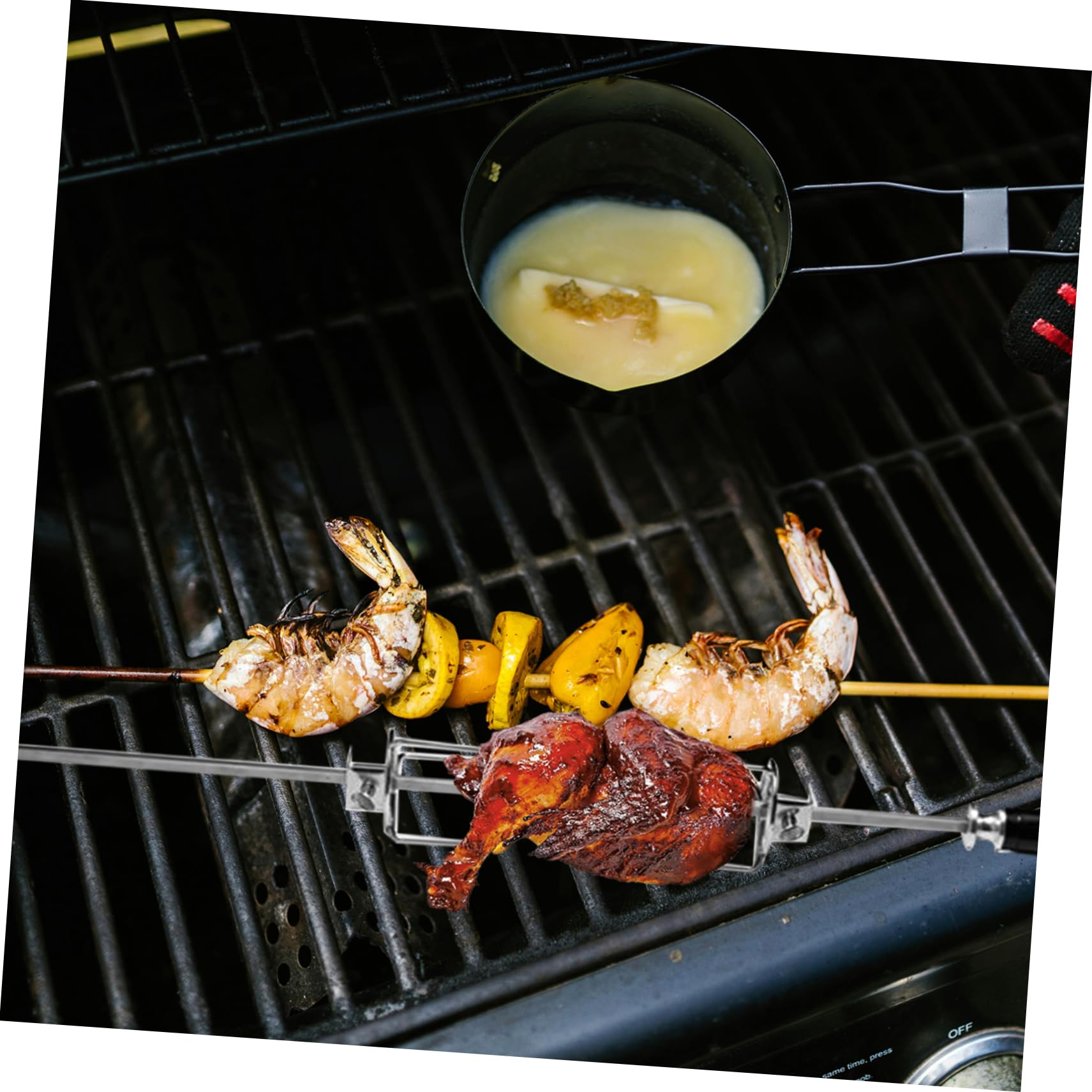 HANABASS 10pezzi Forchette Rotanti Inossidabile Per Accessori Per Bbq e Friggitrice Ad Per Arrosto e Forchette Per Grigliate All