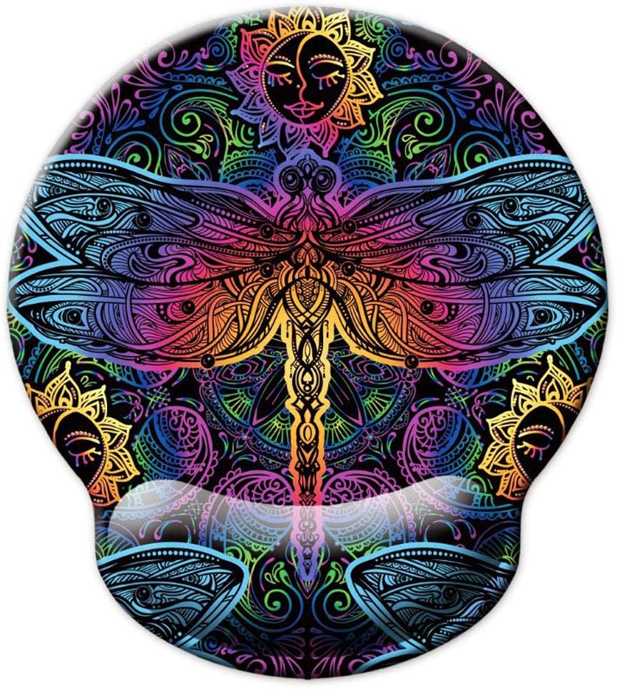 Nakapa Memory Foam Wrist Support Mouse Pad Comfortable Padded Wrist Mousepads 9in X10in Desktop Notebook Mouse Mat (Dragonfly Blessed-Foam)