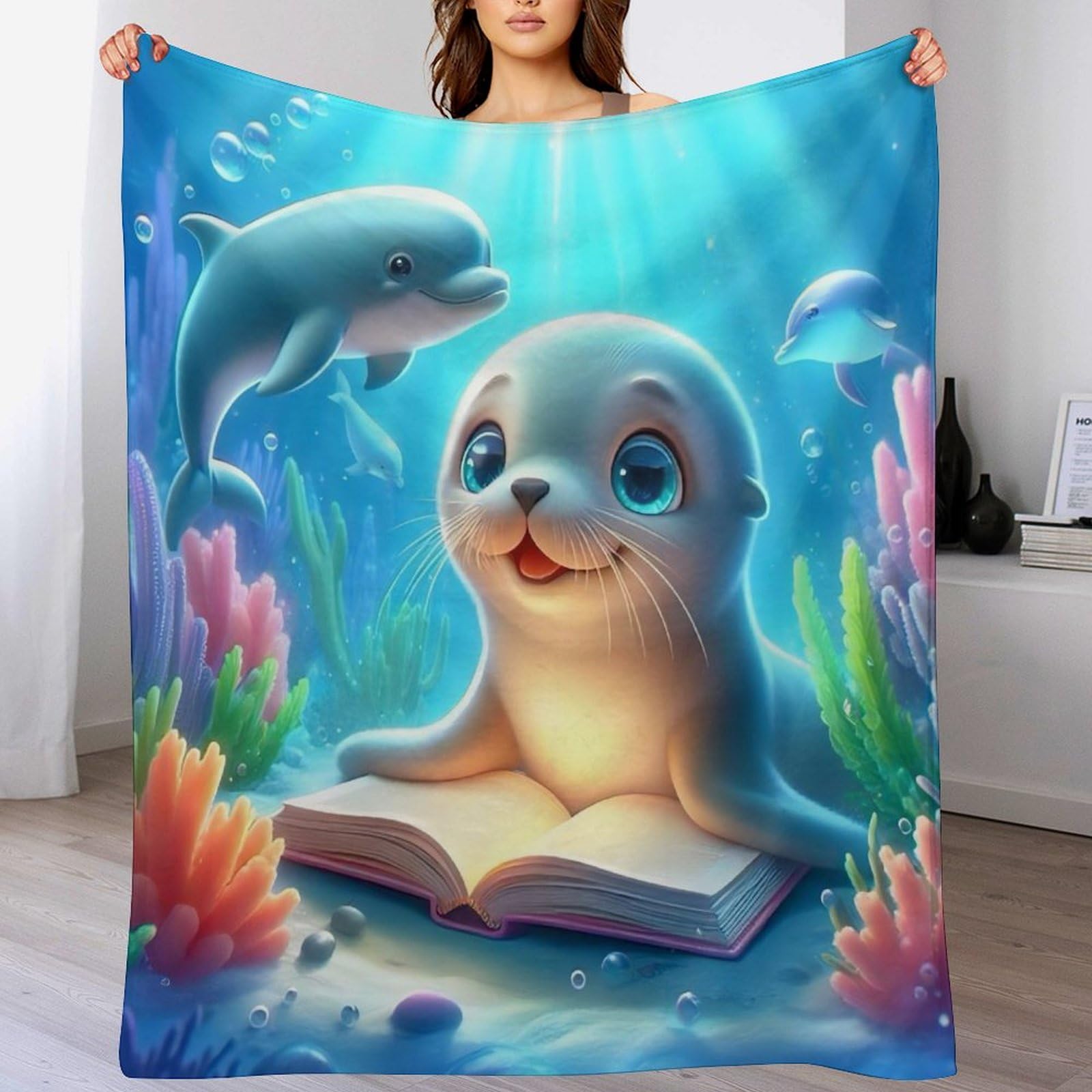 Manta de foca para combatir el frío en el sofá con un tejido transpirable de 100 x 130 cm