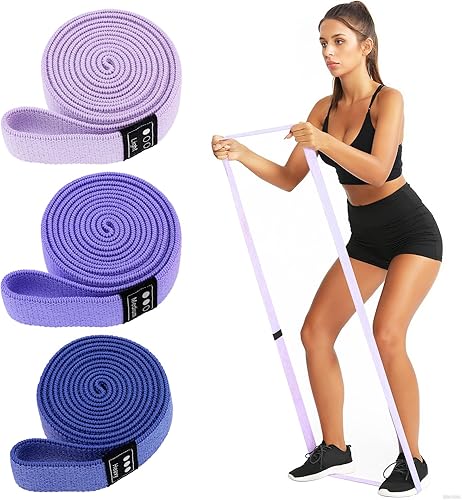 Vista 9 de Fabric Resistance Bands - 3-Pack Set, Long Cloth Exercise Bands for Home Workout Strength Training, Yoga & Pilates with Storage Bag Rosa