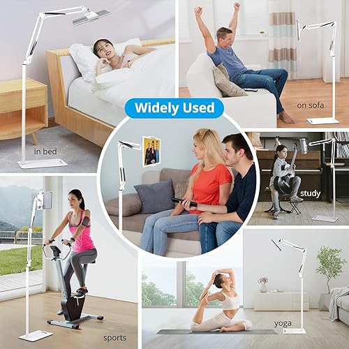 Miniatura 7 de Soporte de suelo ajustable para tableta, soporte universal giratorio de 360 grados para tableta, soporte para teléfono, compatible con