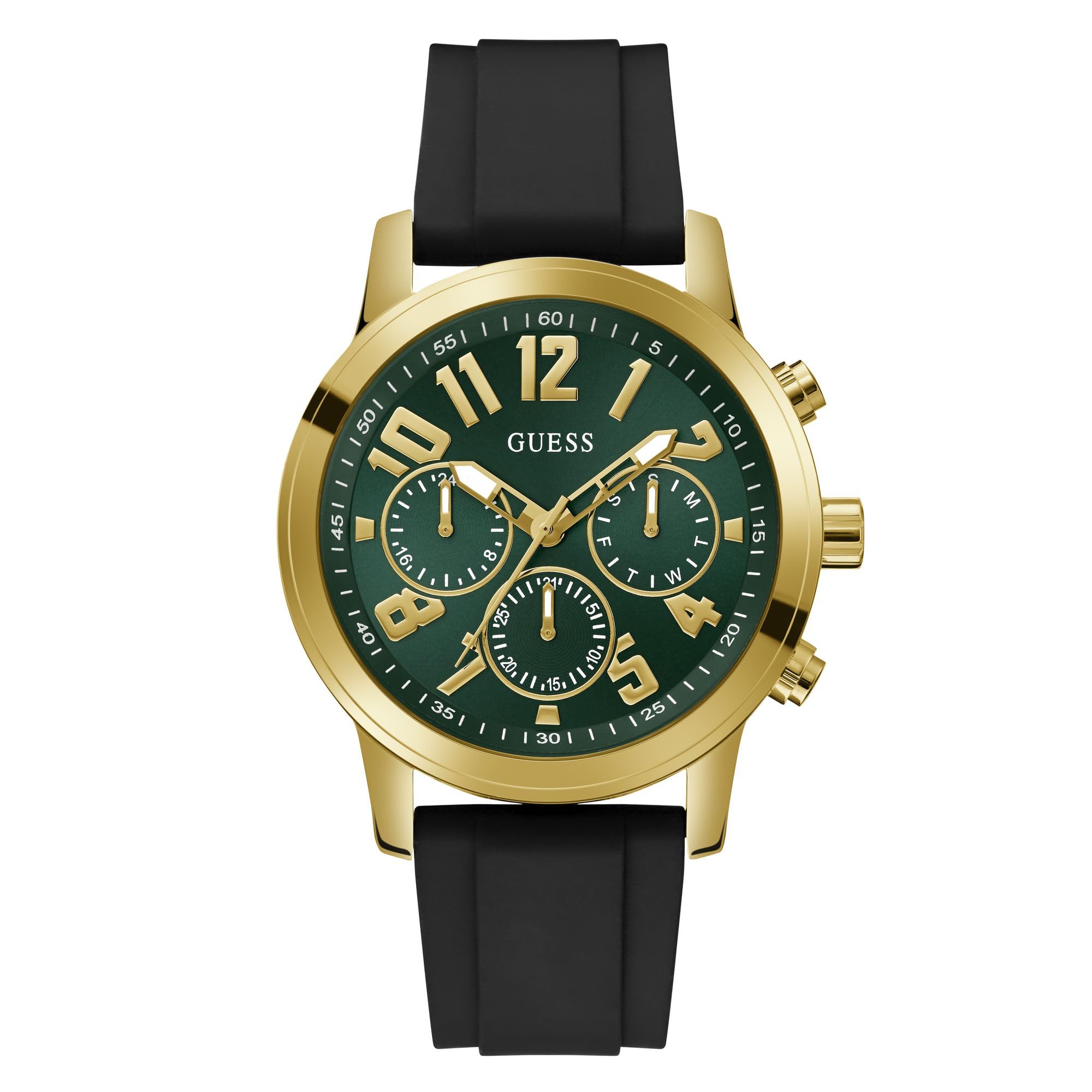GUESS Mens Silicone Analog Green Dial Black Band Watch-Gw0708G2 (B0CV19YZZC) Amazon Price History, Amazon Price Tracker