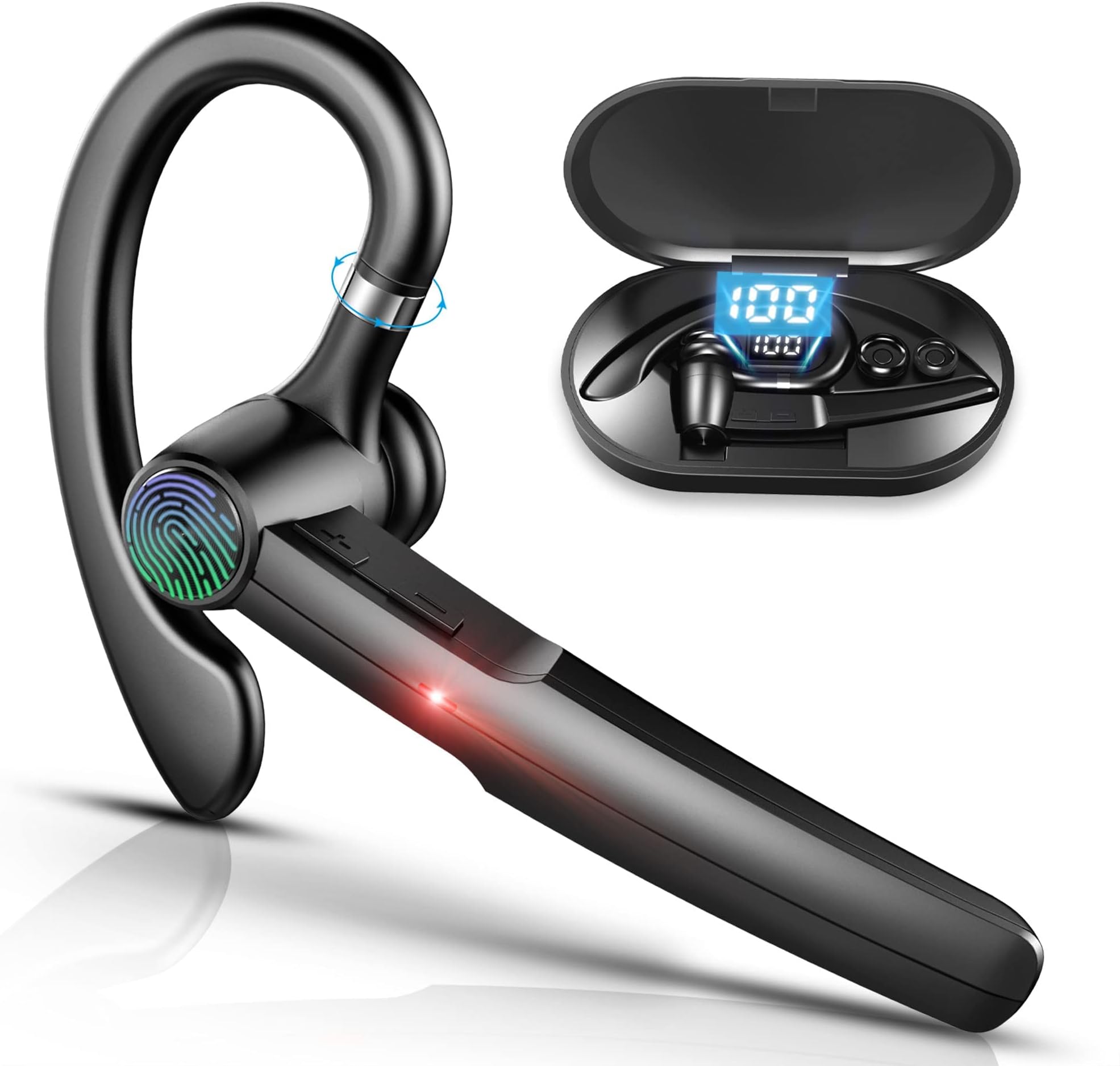Bluetooth Headset with Microphone,48Hrs V5.3 Handsfree Wireless Headset Bluetooth Earpiece for Cell Phone/Business/Office/Driving/Trucker Driver,Bluetooth Headphones Earbuds for iPhone Android Samsung