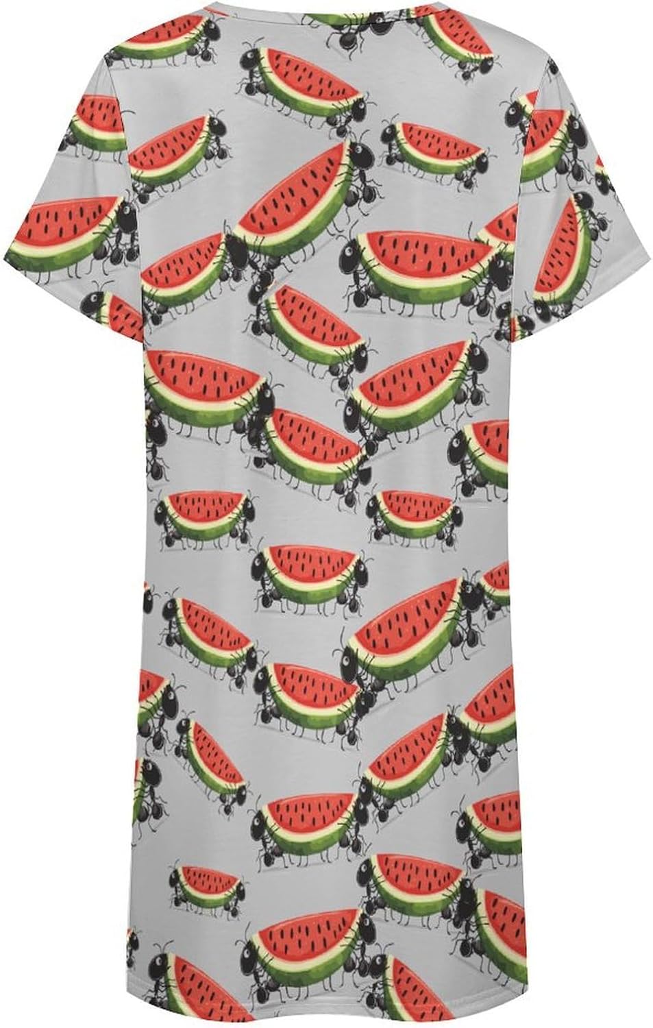 Ants Is Carrying Watermelon Nightgowns for Women Short Sleeve Sleep Dress Casual Sleepshirt Night Gowns Pajamas