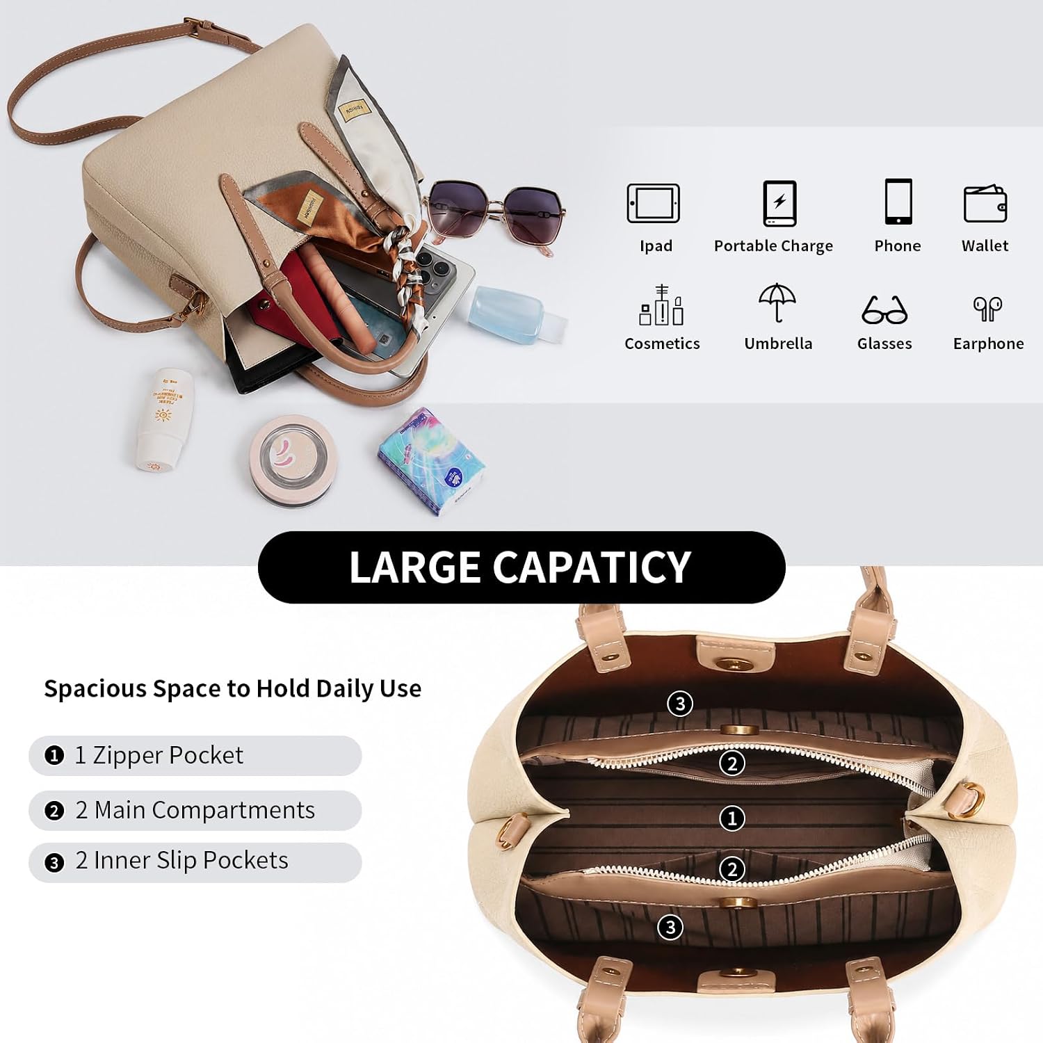 GOIACII Top Handle Bags for Women Crossbody Shoulder Purses Satchel Handbags with Removable Strap for daily work