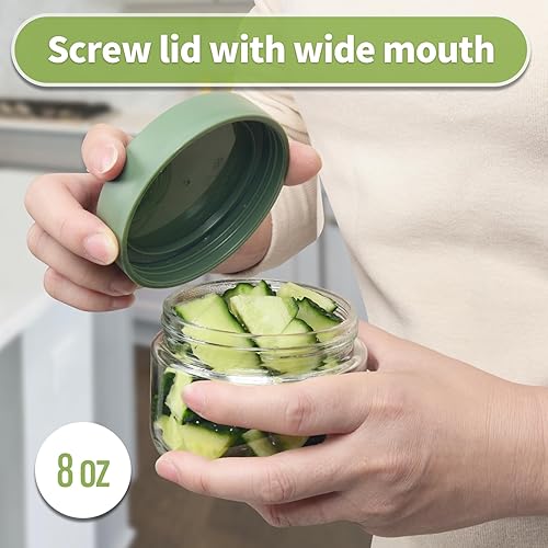 Miniatura 3 de EONJOE Tarros de vidrio de 8 onzas con tapas, 1 taza, recipientes pequeños para comida para pudín de chía, mermelada, yogur, avena durante la noche,