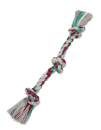 Flossy Chews Cottonblend Color 3-Knot Rope Tug, Small, 15-Inch