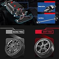 Vista 7 de Sunydog Control remoto Drift Car 116 Coche de control remoto 2.4 GHz 4WD 18.6 mih Control remoto coche de carreras de alta velocidad regalo RTR