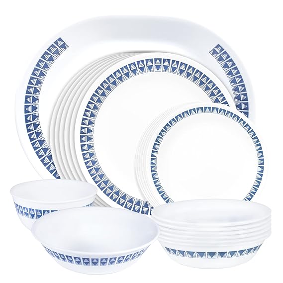 CORELLE Glass 21 Pc Dinner Set Wheeler Diamonds Amazon.in Home & Kitchen