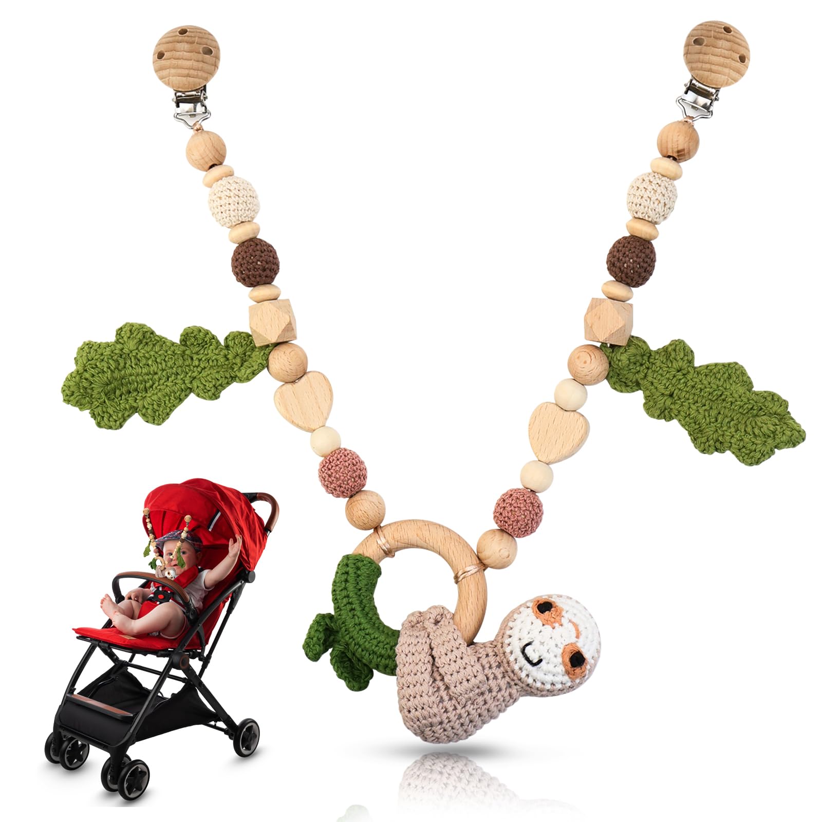 Kinderwagenkette Holz fr Mdchen Junge Kinderwagen Spielzeug Mobile  Kinderwagen Accessoires Kette fr Babys Montessori Neugeborenen Spielzeug  Baby Kinderwagenspielzeug fr Babyschale (Faultier): Amazon.de: Spielzeug