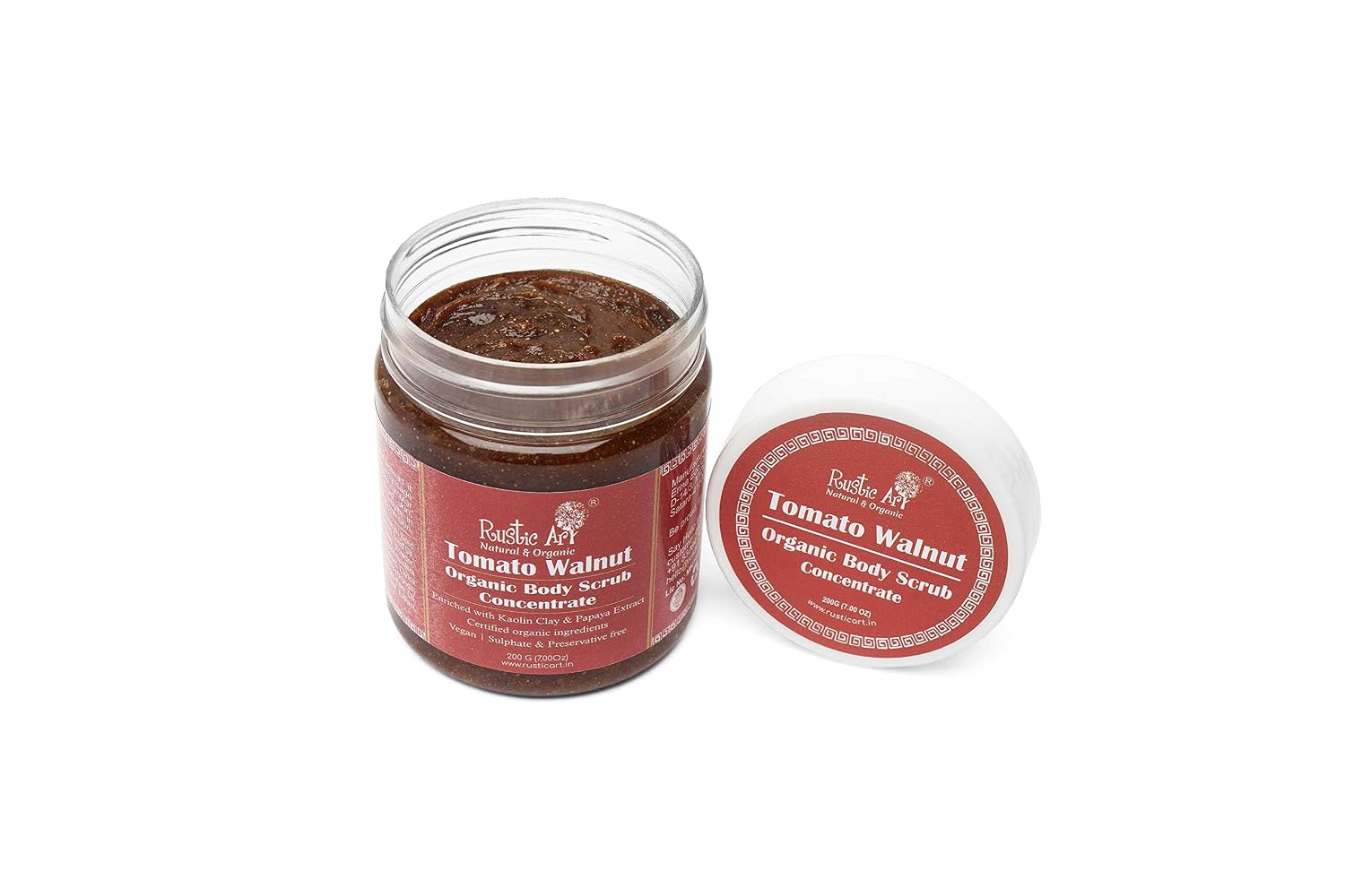 Rustic Art Organic Tomato Walnut Body Scrub Concentrate | Removes dead skin, makes skin soft | 200g