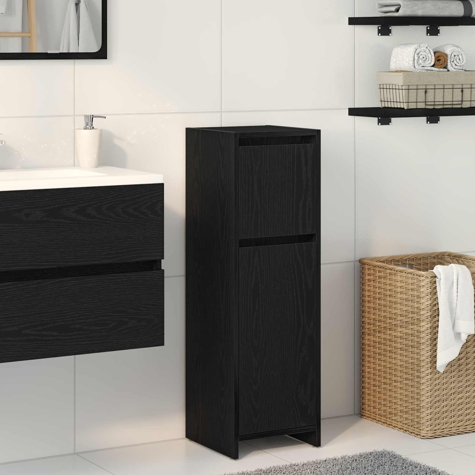 vidaXL Cabinet de Salle de Bain Chêne Noir 30 x 30 x 95 cm