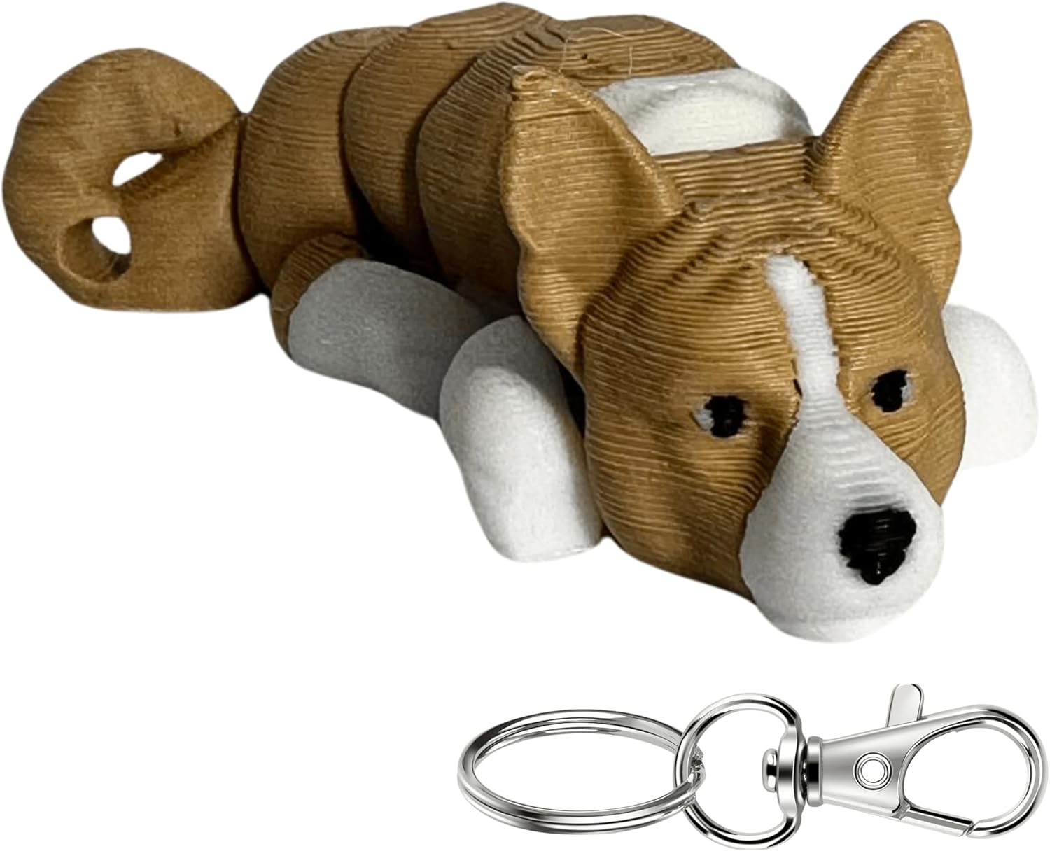3D Printed Basenji Dog Keychain - 3D Printed Articulating Fidget Keychain - Cute Dog Gift - Metal Lobster Clasp