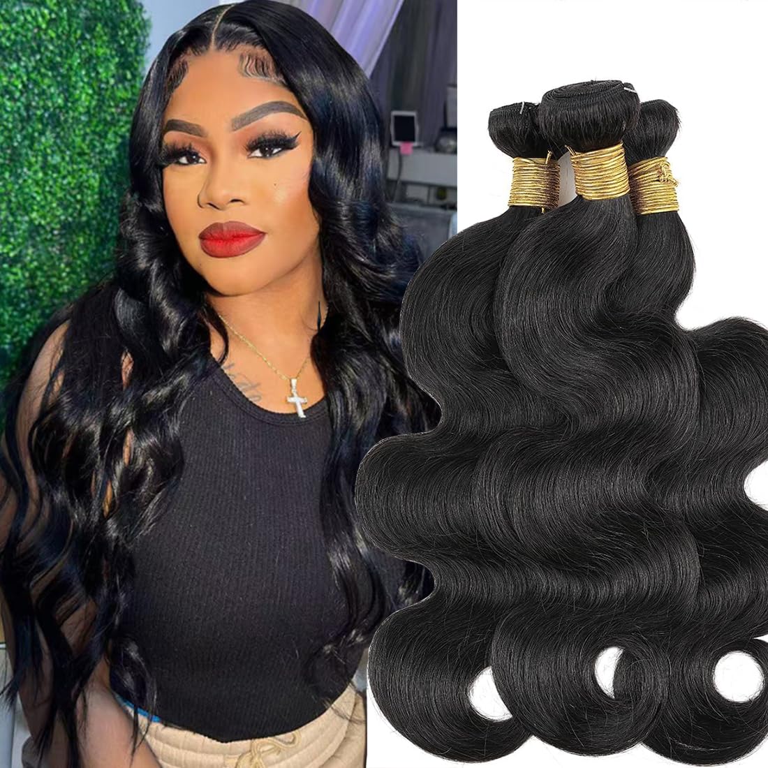 Amazon.com : Human Hair Bundles Body Wave Brazilian Human  display picture 1