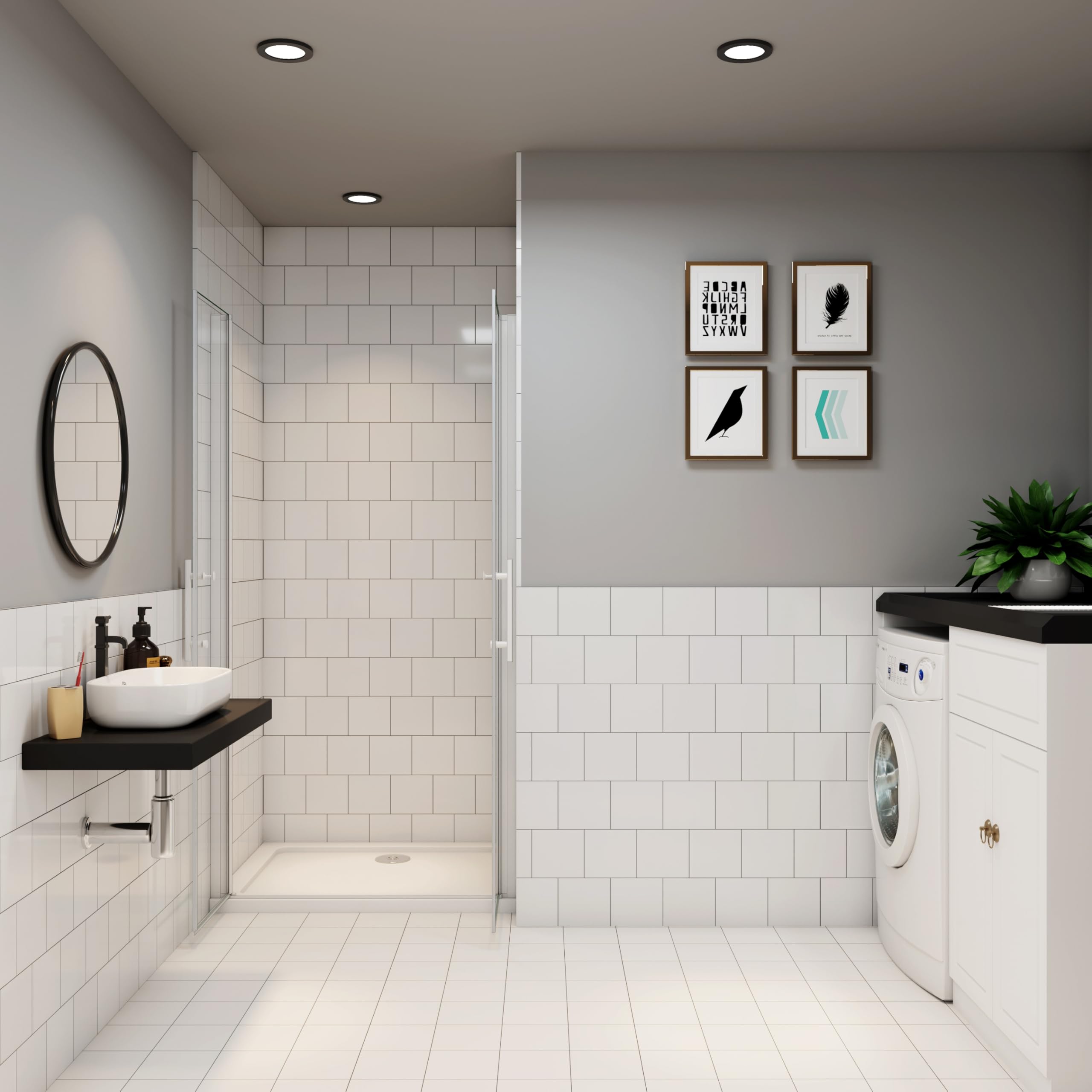Porte de douche blanc 110cm Installation en niche porte de douche battante Hauteur 180cm en verre transparent et anticalcaire