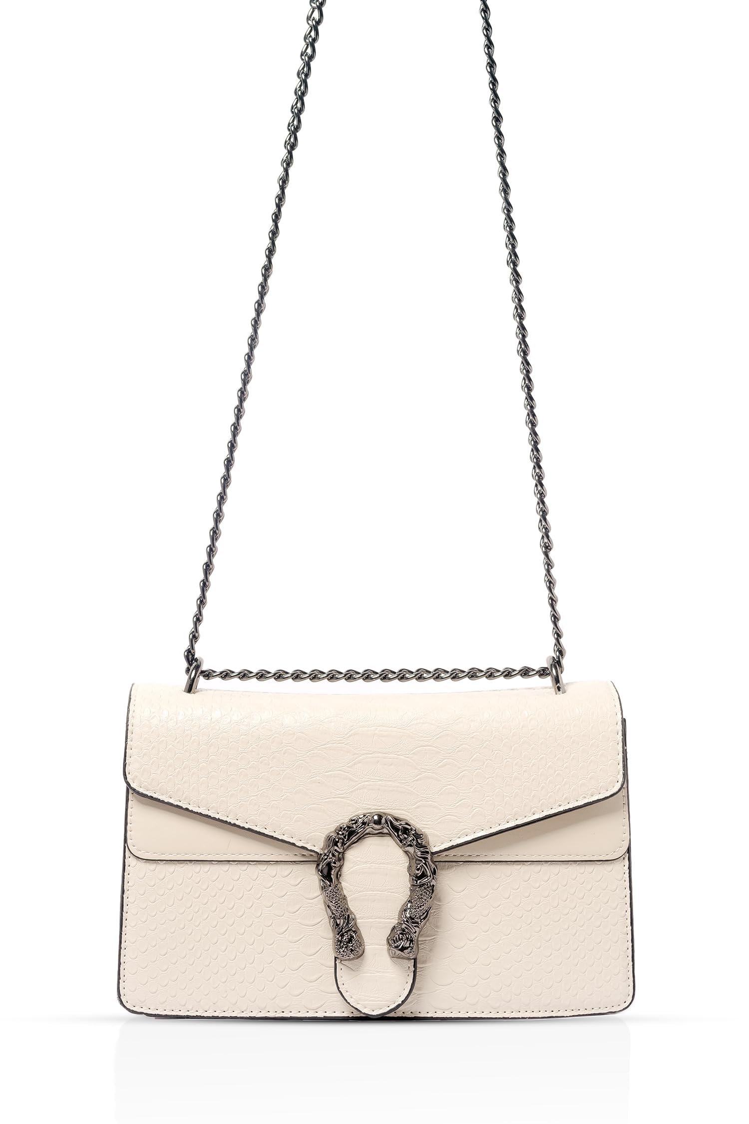 INOVERA (LABEL) Girls Cross-body Shoulder Sling Bag Purse With Adjustable Chain Strap (Off White) 4