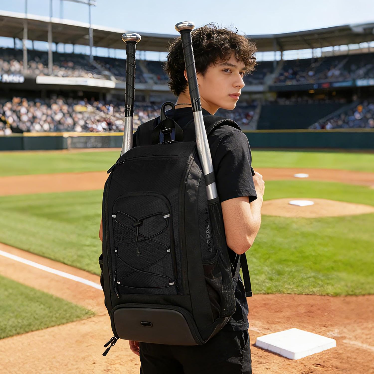 Softball Gear Backpack with Bat Storage, Front Bungee Access, and 35L Sports Bag for Adult and Teen Field Players Baseball Equipment Backpack Softball Gear Bat Holder Baseball Practice Bag Game Day