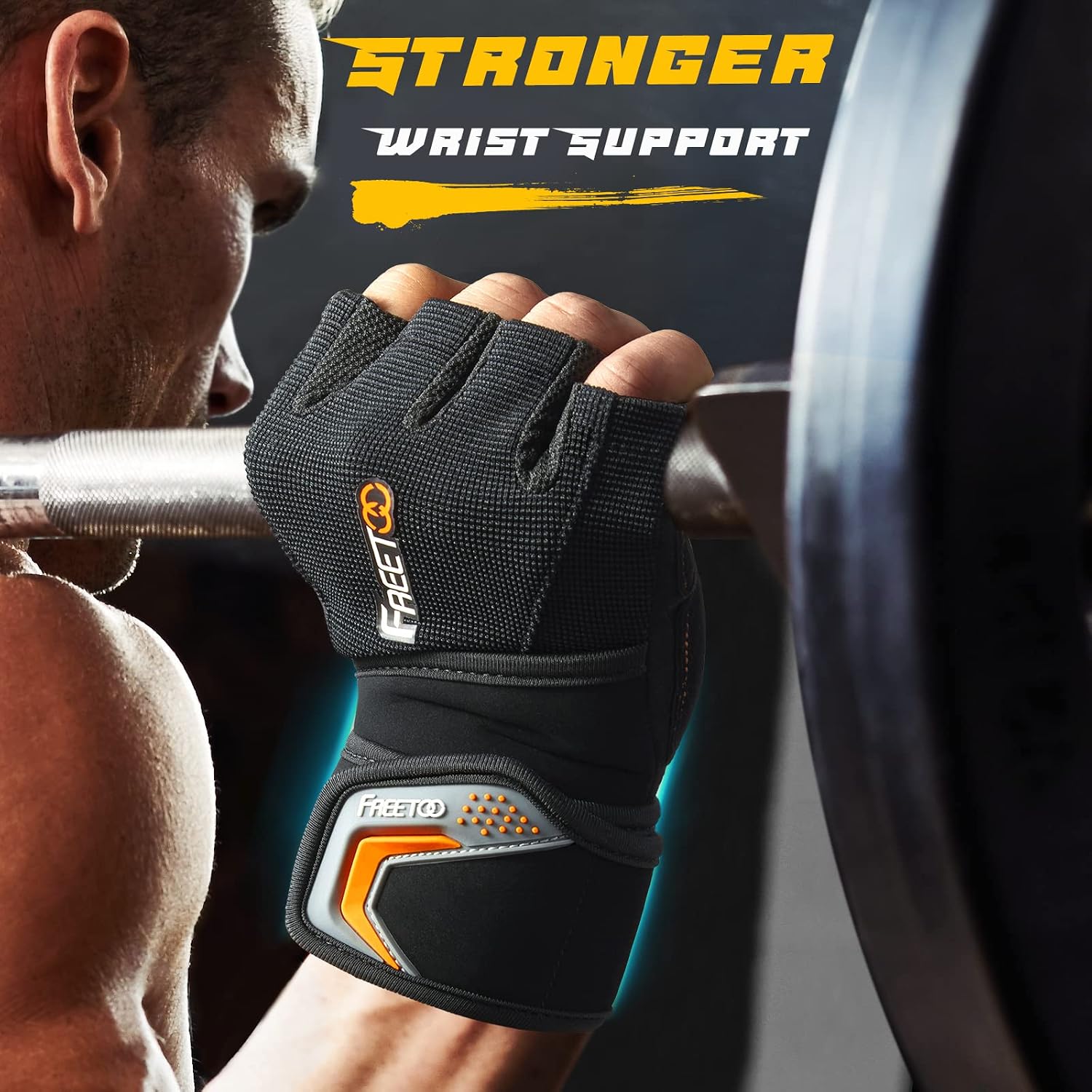 FREETOO Workout Gloves for Men 2021 Latest, [Full Palm Protection] [Ultra Ventilated] Weight Lifting Gloves with Cushion Pads and Silicone Grip Gym Gloves Durable Training Gloves for Exercise Fitness