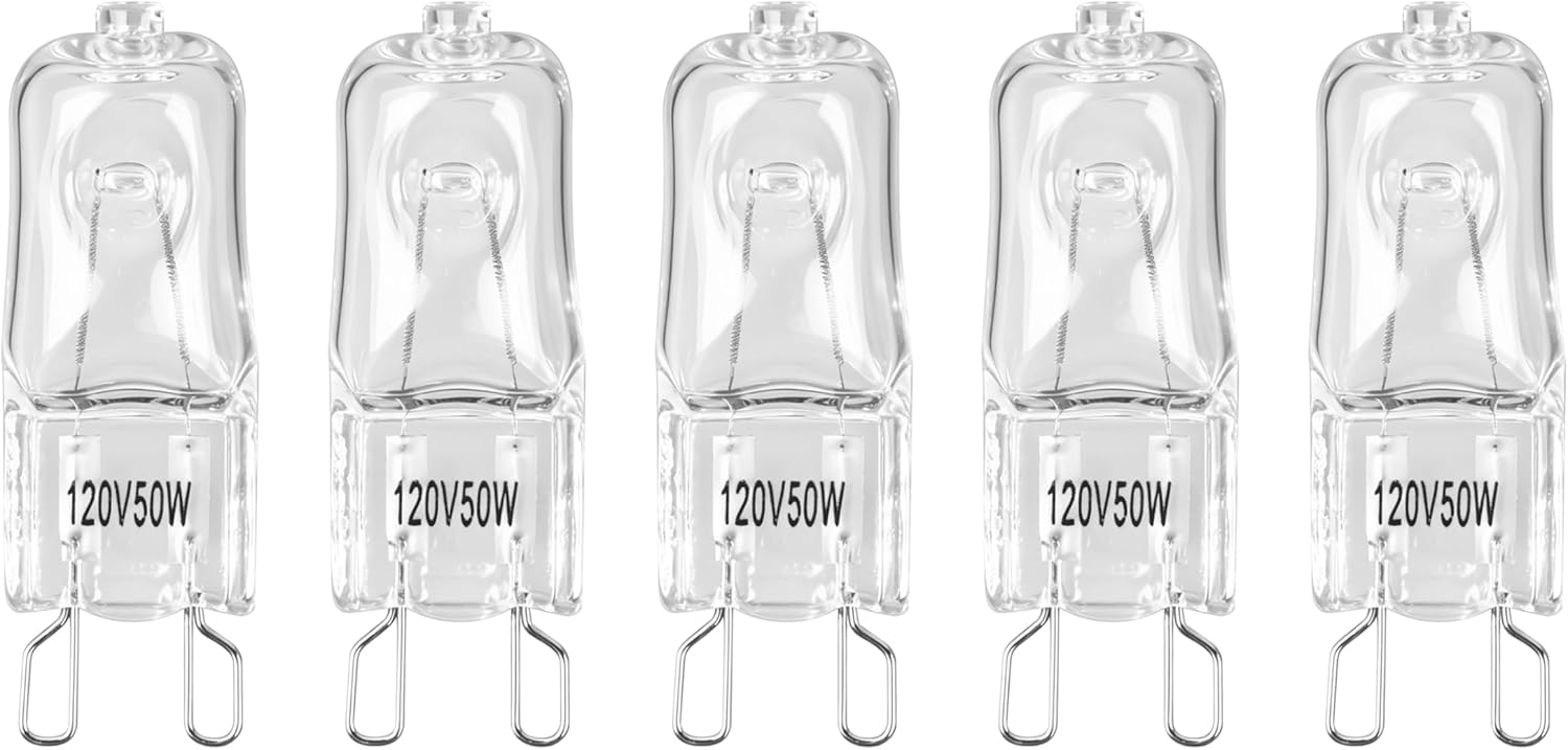 50W Heat Lamp Bulbs for Reptile, Mini Halogen Bulb, for Bearded Dragon Gecko Turtle Lizard, Day White,5 Pack