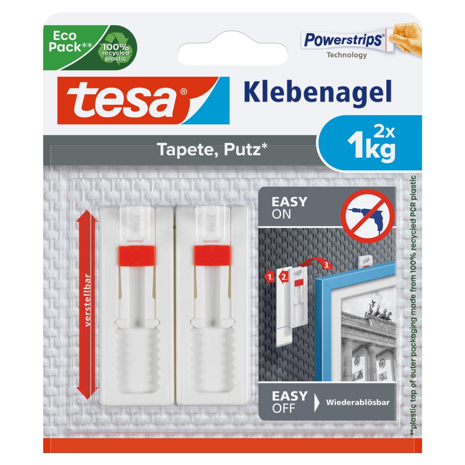 tesa Adjustable Adhesive Nail for Wallpaper & Plaster 1kg