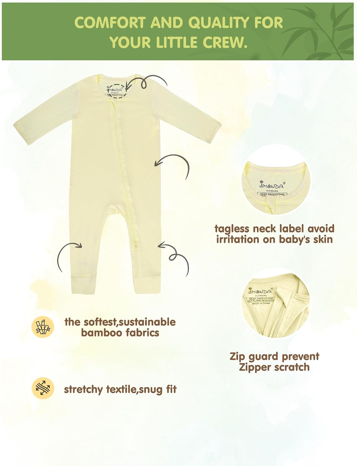Footless Baby Pajamas Girls Boys 2Way Zipper LongSleeve Sleeper Pjs 3Pack